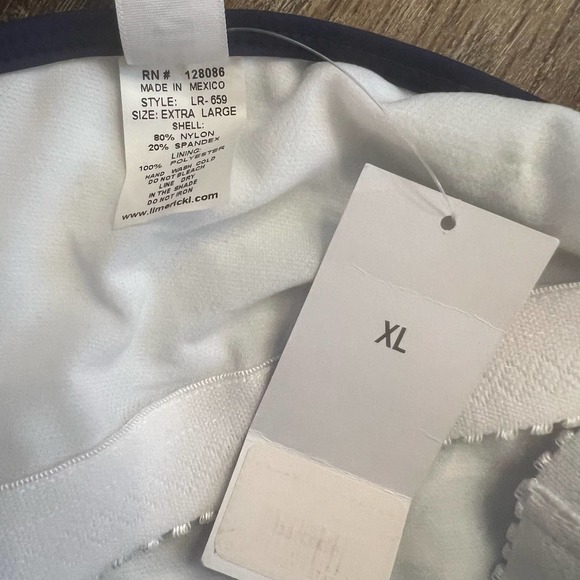 NWT LIME RICKI NAVY & CREAM GROGRAPHIC RUCHED ONE-PIECE SWIMSUIT CLASSIC STYLE - Picture 5 of 6